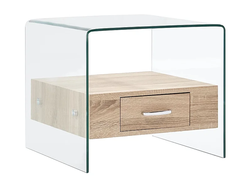 Table basse avec tiroir 50x50x45 cm Verre trempé