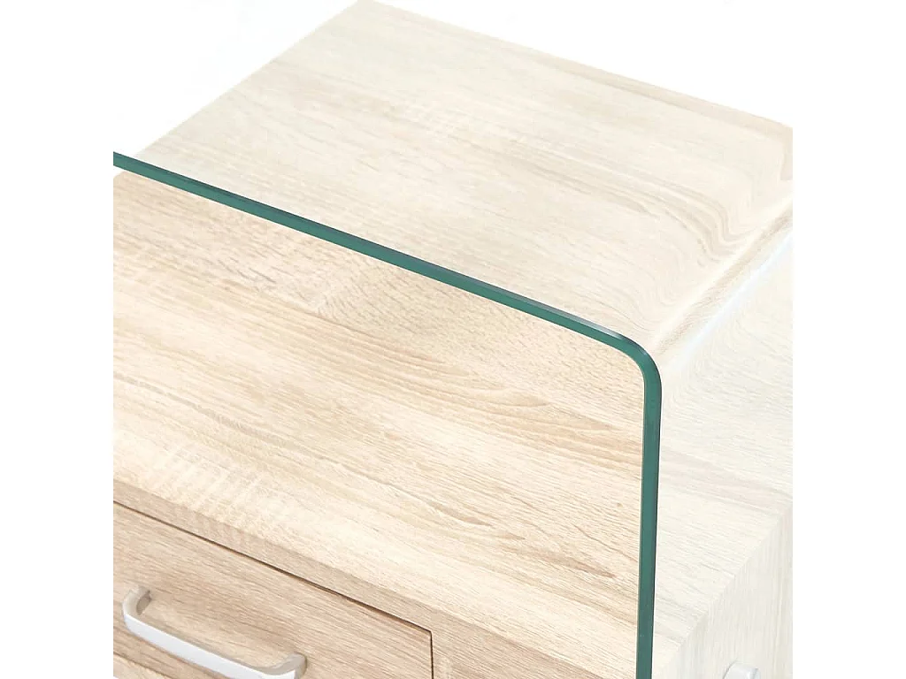 Mesa de centro con cajón vidrio templado 50x50x45 cm