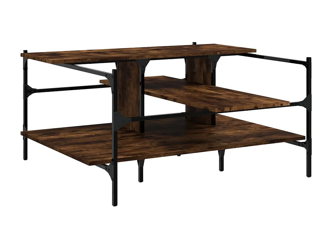 Table basse chêne fumé 100x100x48,5 cm bois d'ingénierie