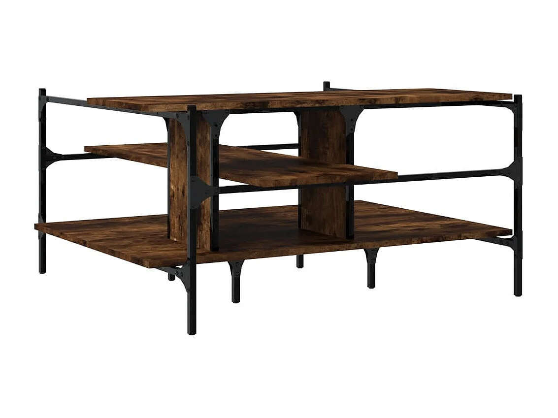 Table basse chêne fumé 100x100x48,5 cm bois d'ingénierie