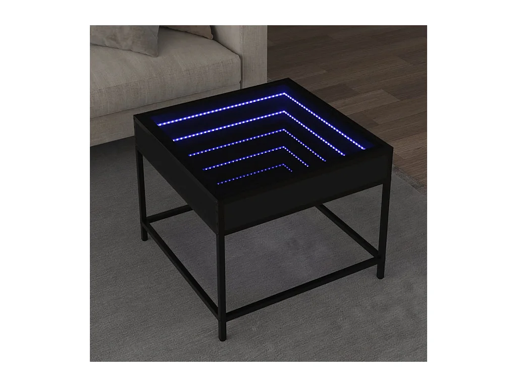 Table basse avec LED Infinity noir 50x50x41 cm