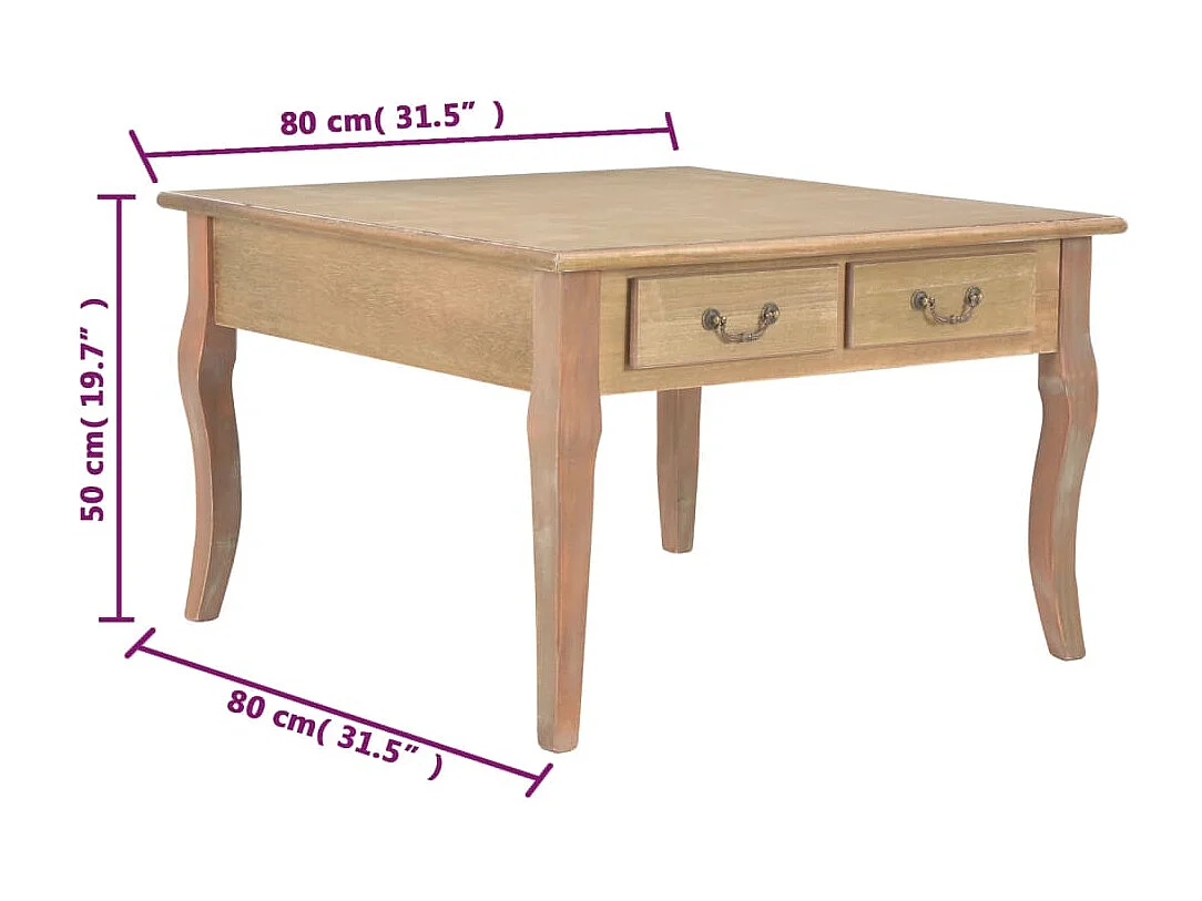 Tavolino da Caffè Marrone 80x80x50 cm in Legno