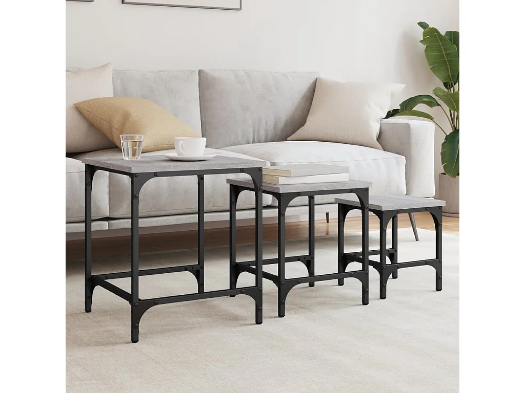 Tables basses gigognes 3 pcs sonoma gris bois d'ingénierie