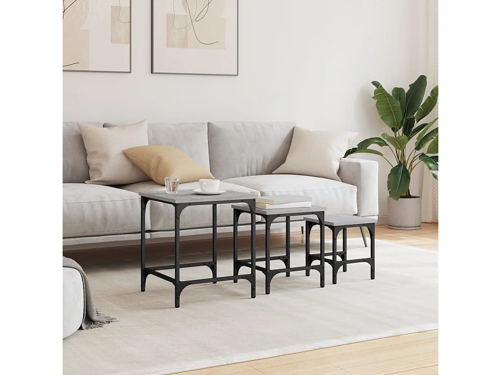Tables basses gigognes 3 pcs sonoma gris bois d'ingénierie