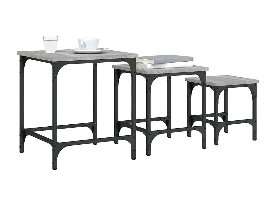 Tables basses gigognes 3 pcs sonoma gris bois d'ingénierie