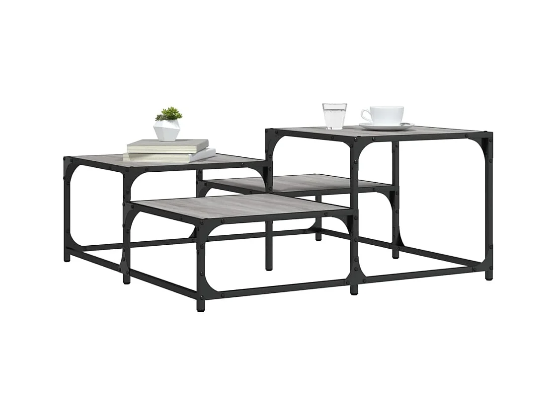 Tavolino Salotto Grigio Sonoma 87,5x87,5x40cm Legno Multistrato