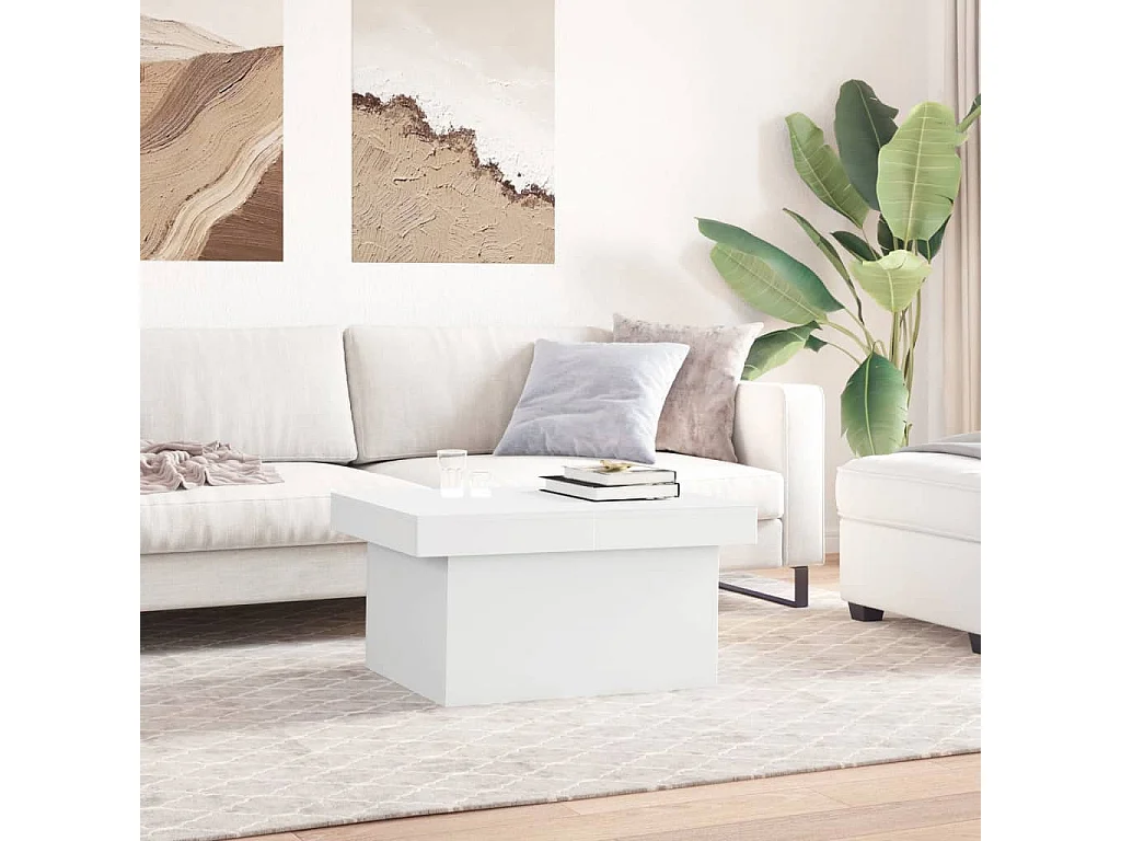 Mesa de centro madera de ingeniería blanco 100x55x40 cm