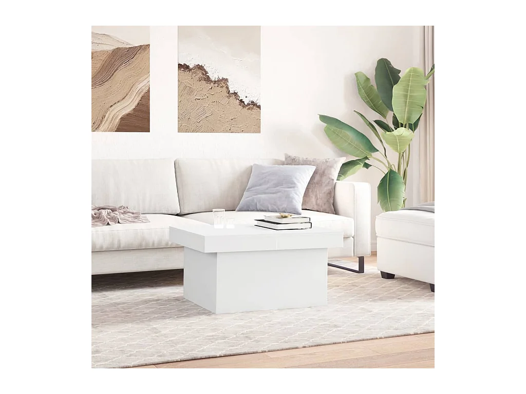 Table basse blanc 100x55x40 cm bois d'ingénierie