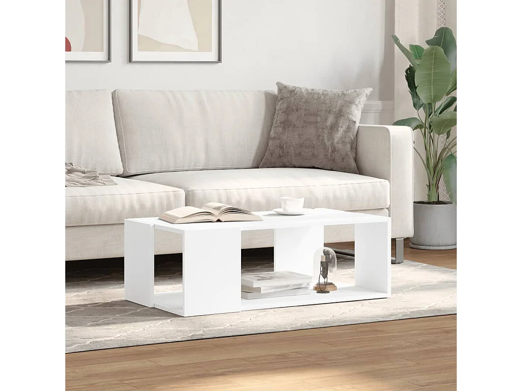 Tavolino da Salotto Bianco 89,5x48x30 cm in Legno Multistrato