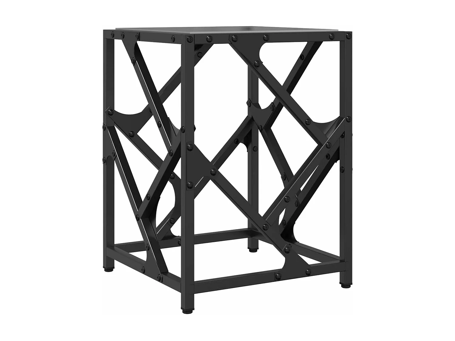 Salontafel met zwart glazen blad 30x30x41 cm staal