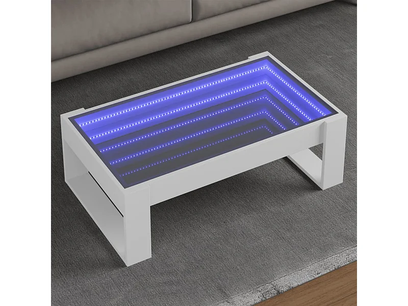 Table basse avec LED infini blanc 90x53x30 cm