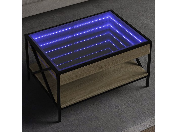Table basse avec LED infini chêne sonoma 70x50x38 cm