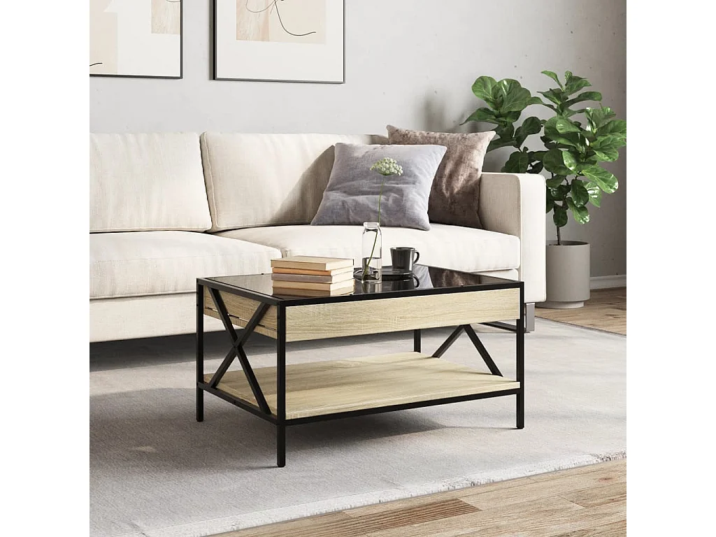 Mesa de centro luzes LED Infinity 70x50x38 cm carvalho sonoma