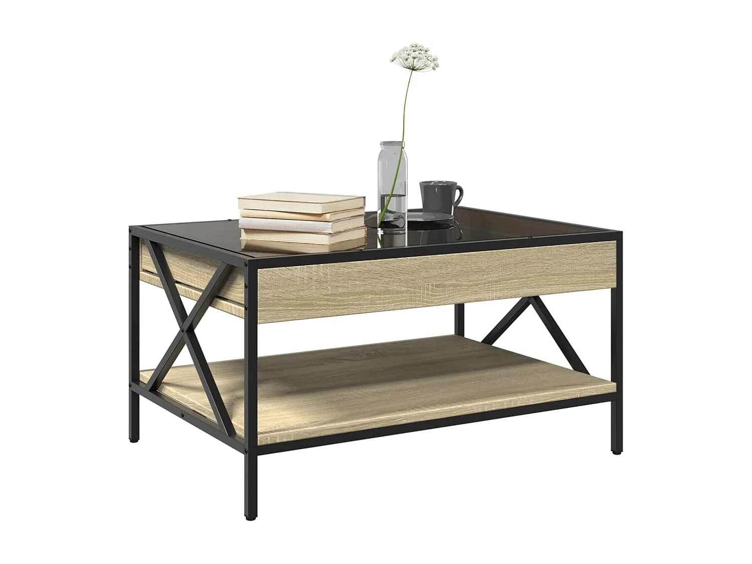 Mesa de centro luzes LED Infinity 70x50x38 cm carvalho sonoma