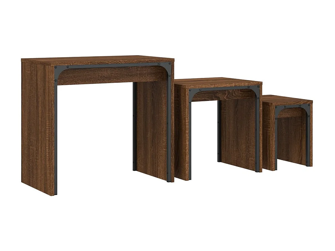 Tables basses gigognes 3 pcs chêne marron bois d'ingénierie
