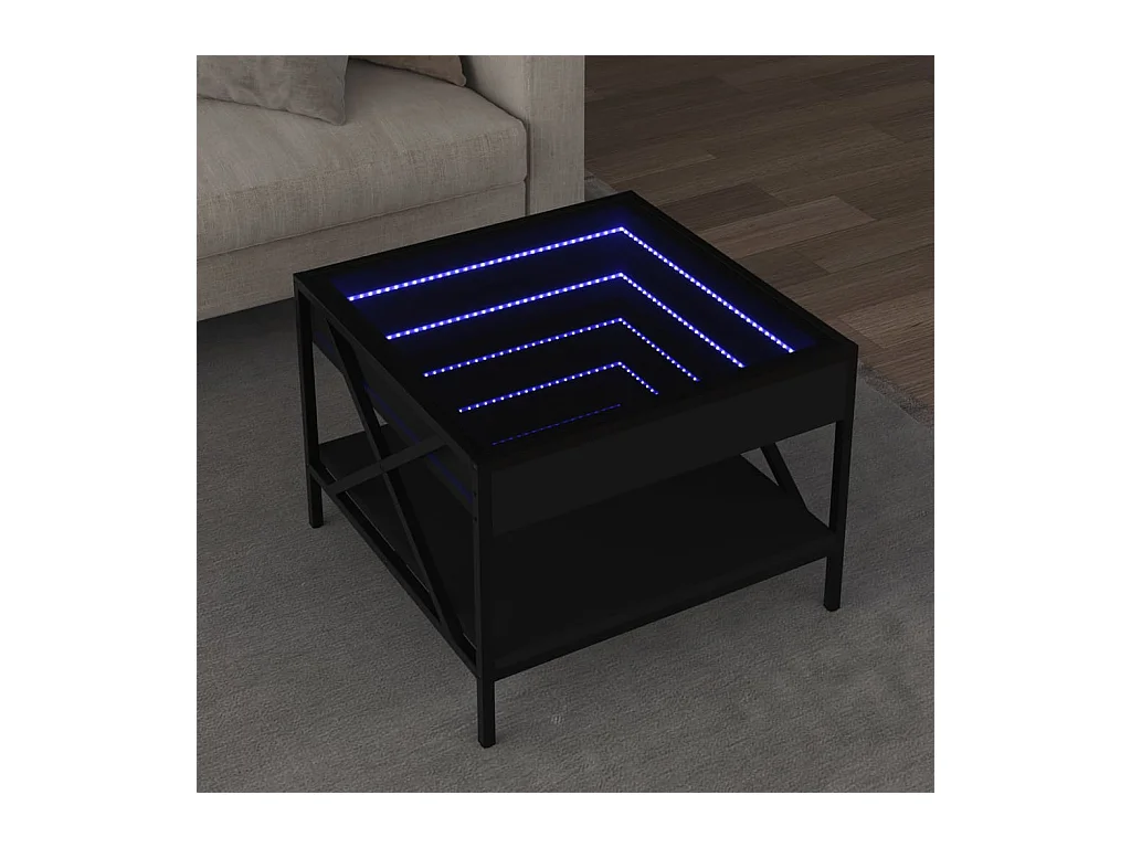 Table basse avec LED infini noir 50x50x38 cm