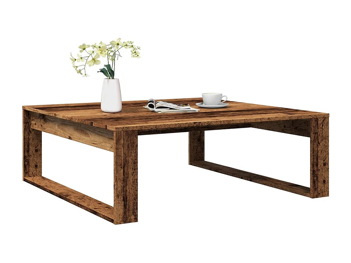 Mesa de centro madera de ingeniería envejecida 100x100x35 cm