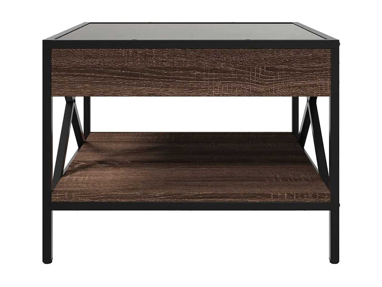 Tavolino da Salotto con LED Infinity Rovere Marrone 50x50x38 cm