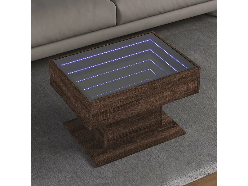 Table basse avec LED chêne marron 70x50x45 cm bois d'ingénierie