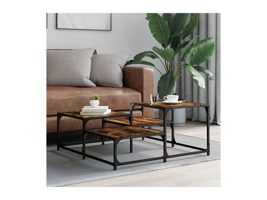 Salontafel 87,5x87,5x40 cm bewerkt hout gerookt eikenkleurig