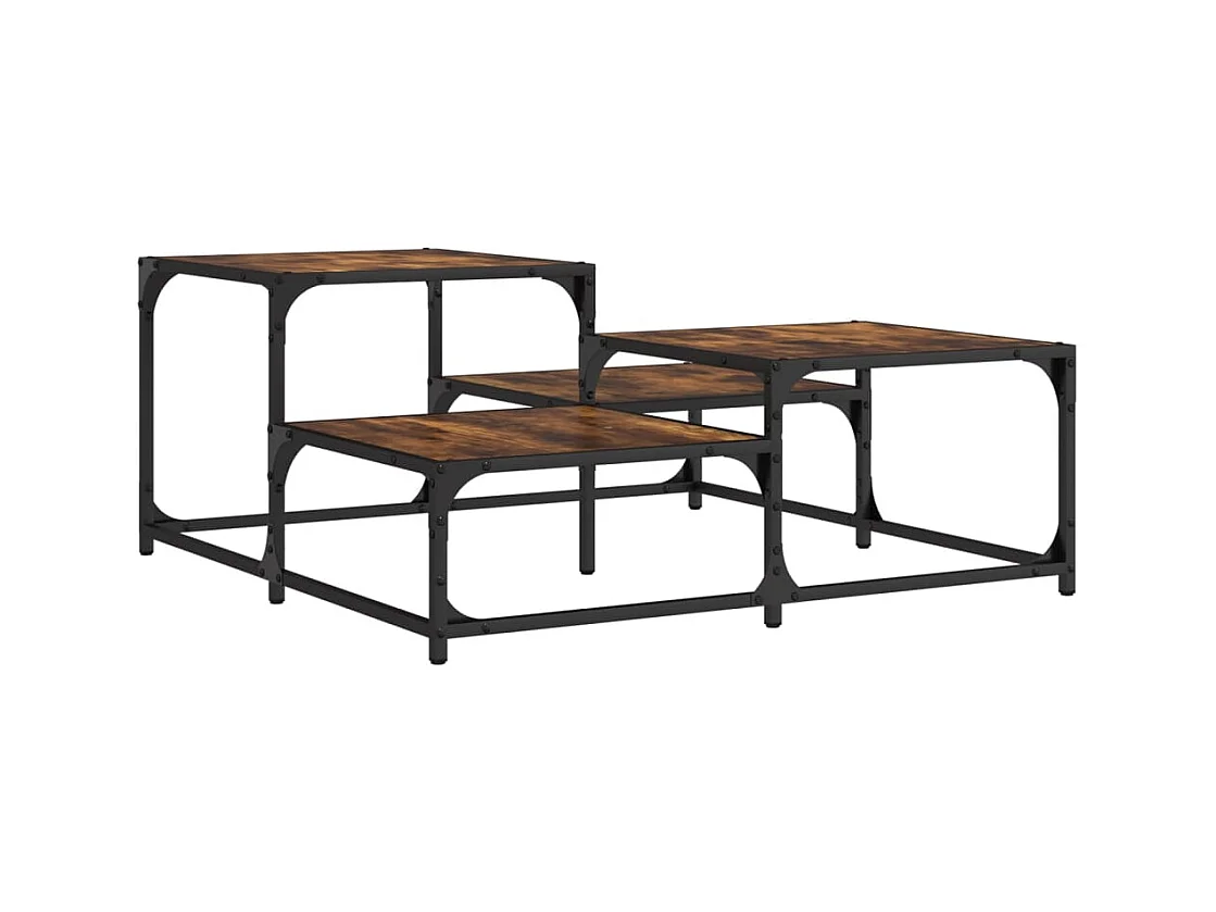 Salontafel 87,5x87,5x40 cm bewerkt hout gerookt eikenkleurig