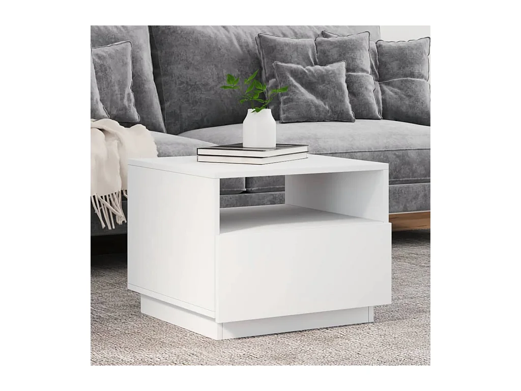 Table basse avec lumières LED blanc 50x49x40 cm