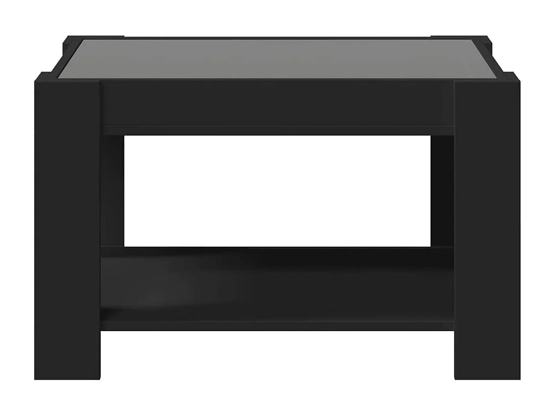 Table basse avec LED noir 73x53x45 cm bois d'ingénierie