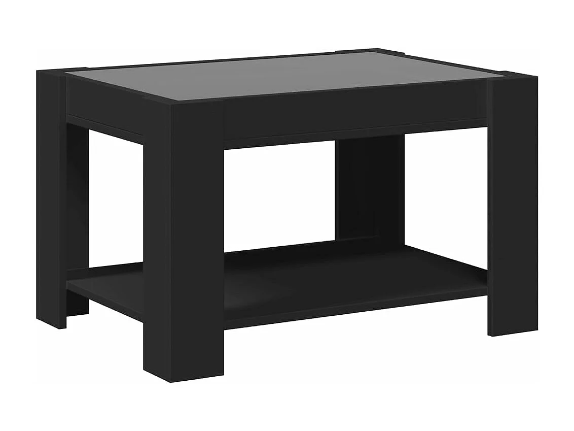 Table basse avec LED noir 73x53x45 cm bois d'ingénierie