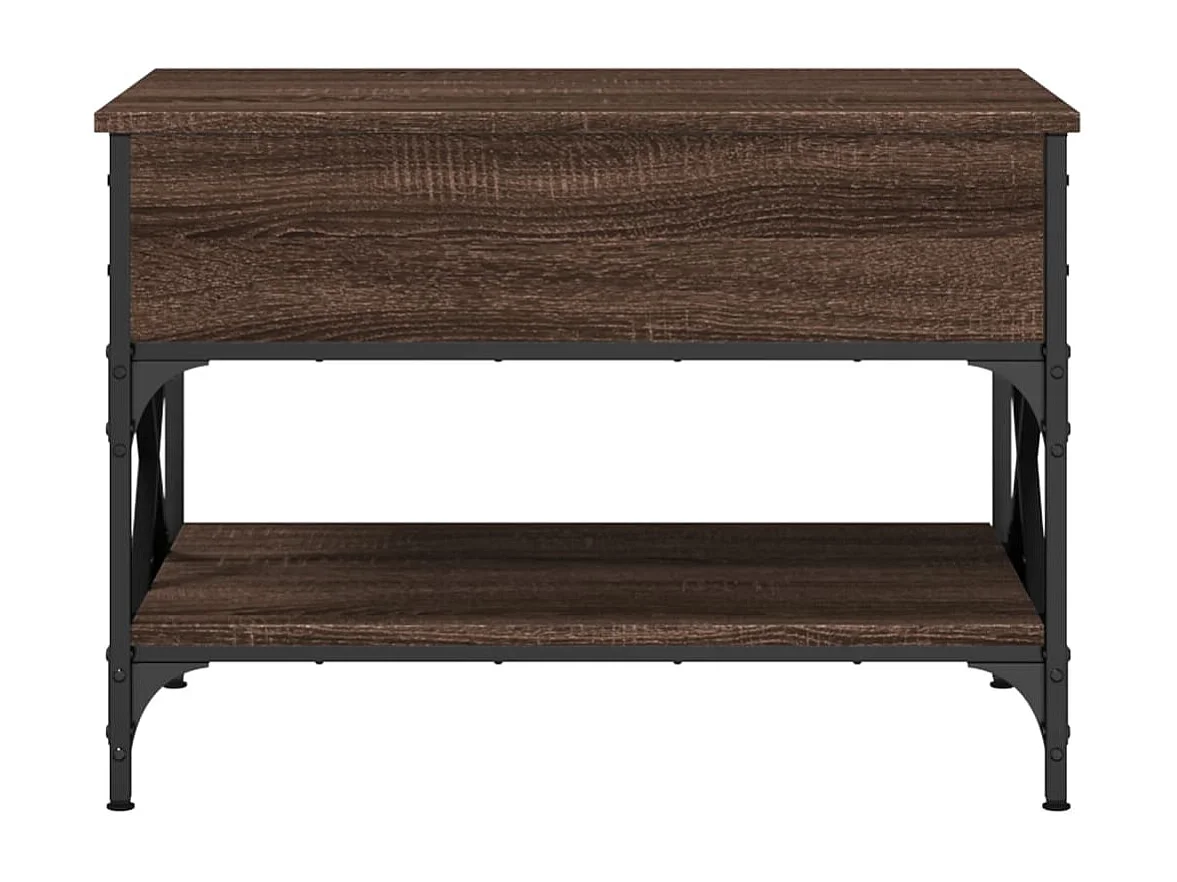 Tavolino Salotto Rovere Marrone 70x50x50cm Multistrato Metallo