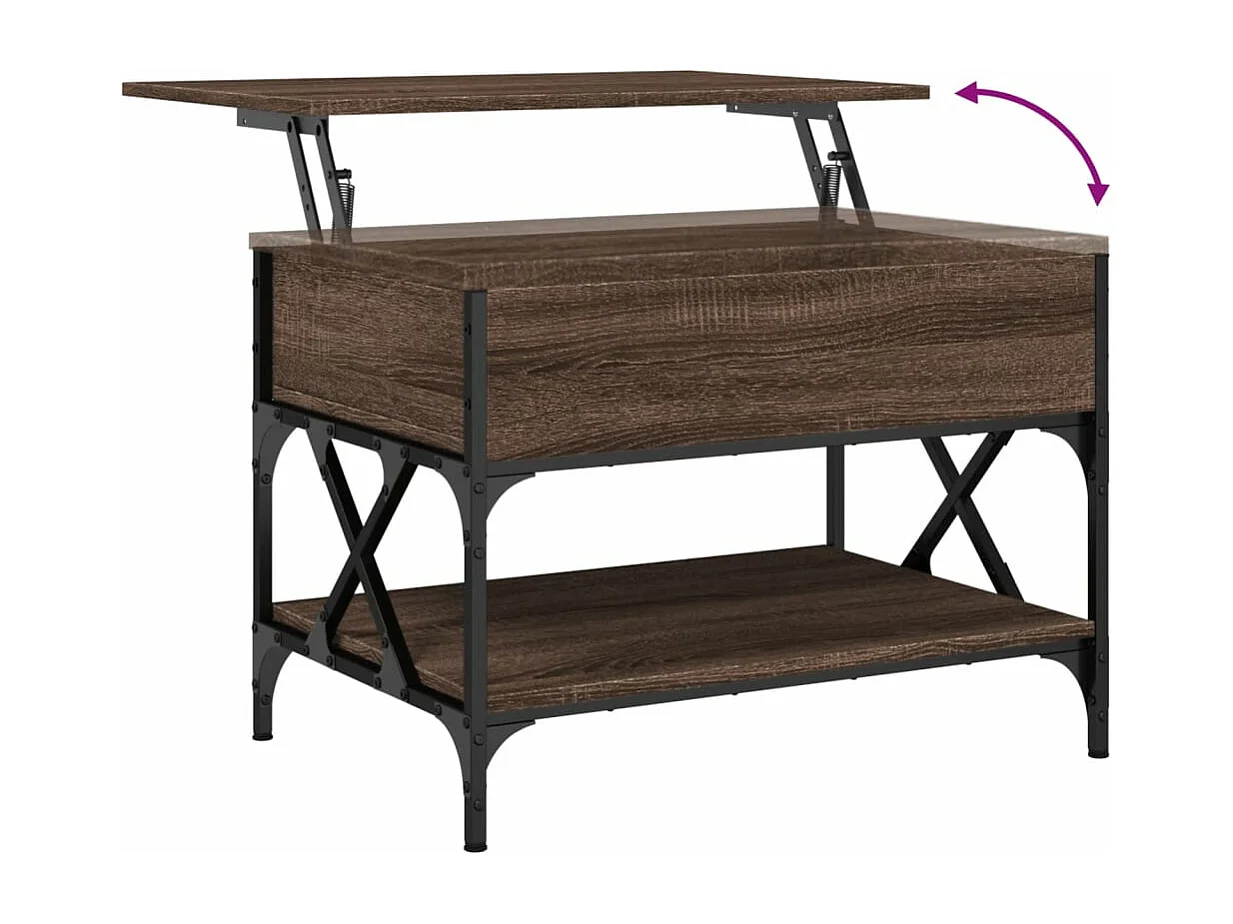 Tavolino Salotto Rovere Marrone 70x50x50cm Multistrato Metallo