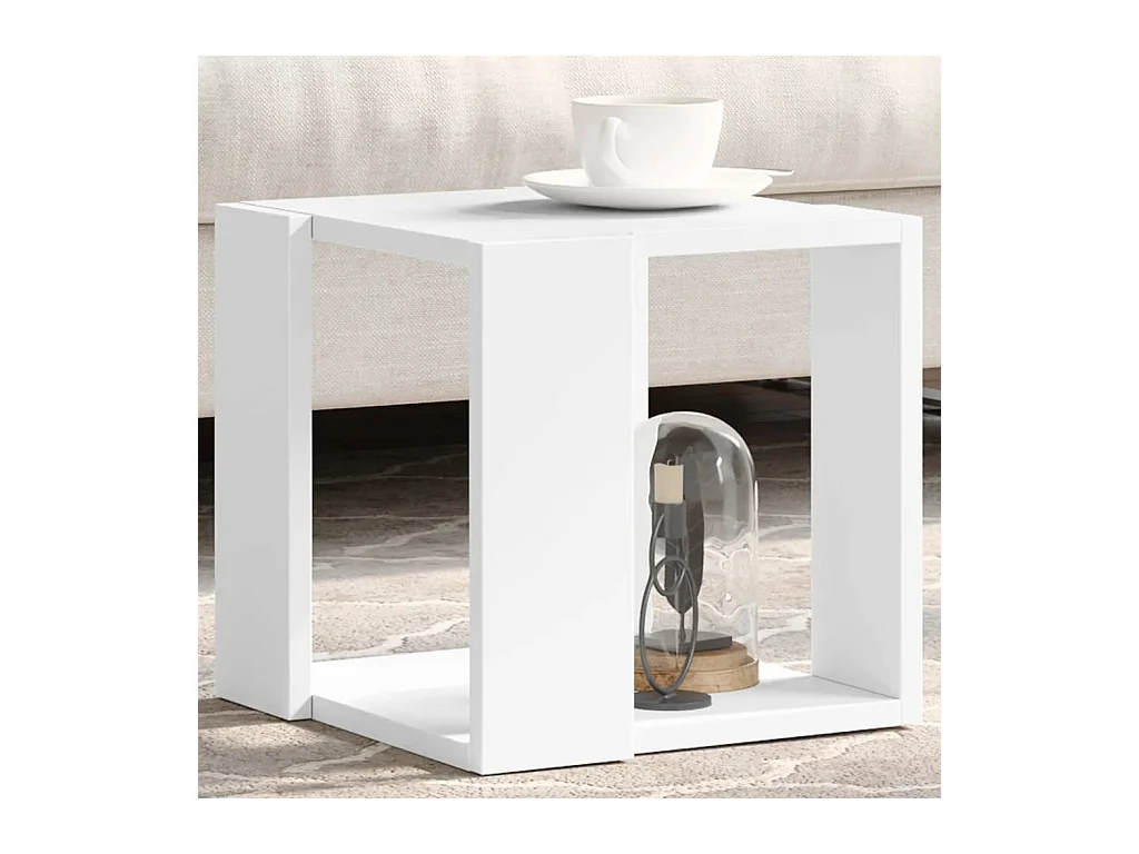 Salontafel 32x32x30 cm bewerkt hout wit