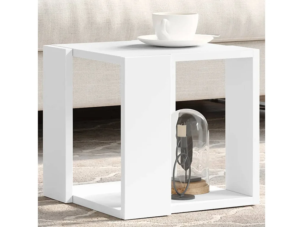 Table basse blanc 32x32x30 cm bois d'ingénierie
