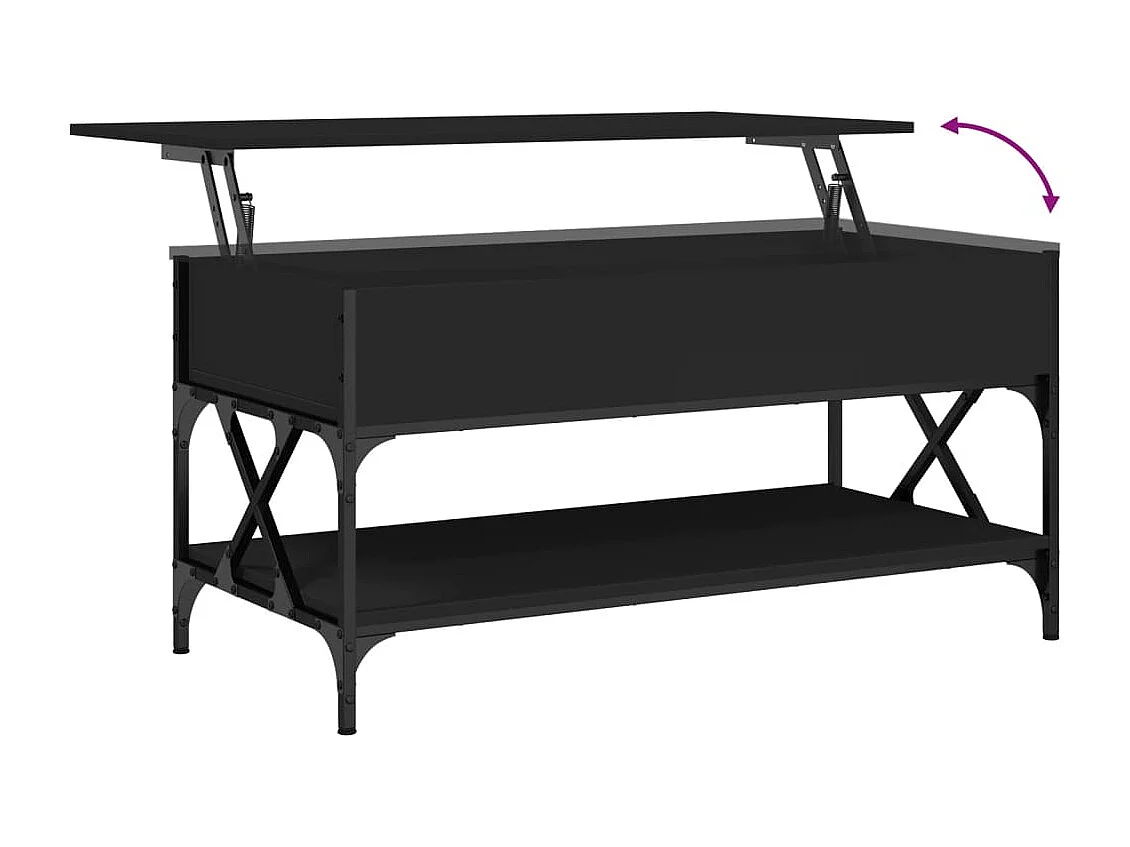 Table basse noir 100x50x50 cm bois d'ingénierie et métal