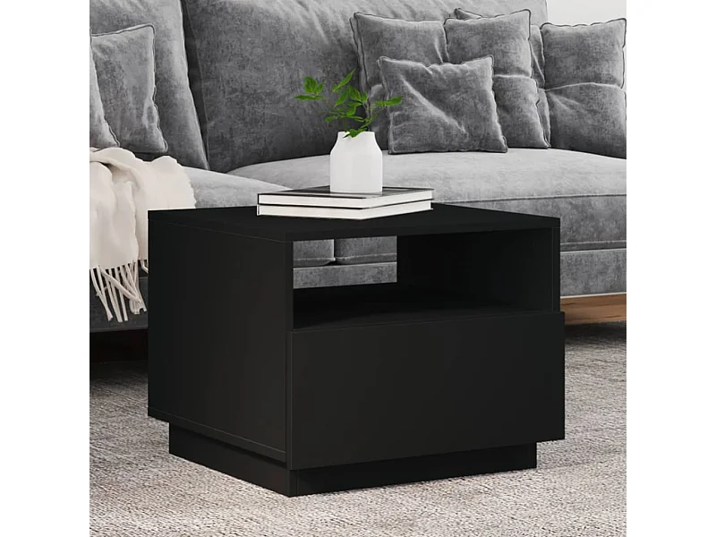 Table basse avec lumières LED noir 50x49x40 cm