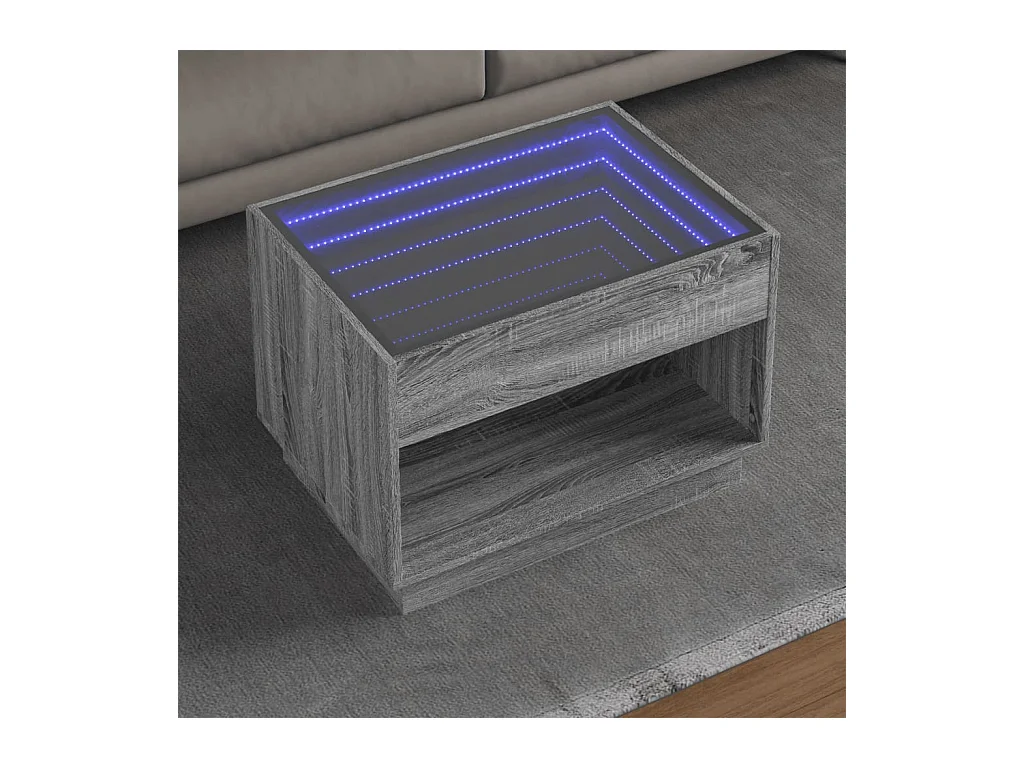 Couchtisch mit Infinity-LED Grau Sonoma 70x50x50 cm