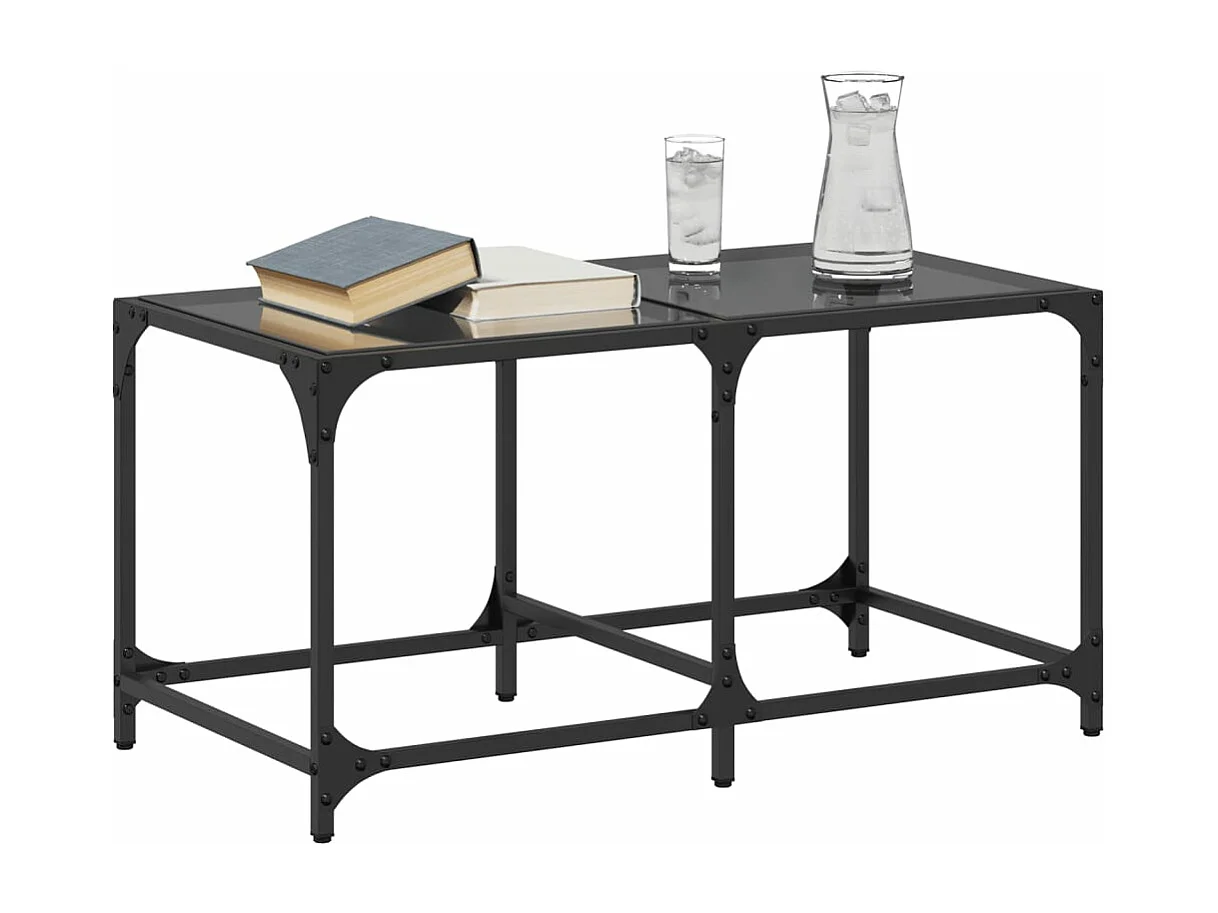 Mesa de centro superficie de vidrio acero negra 78,5x40x40 cm