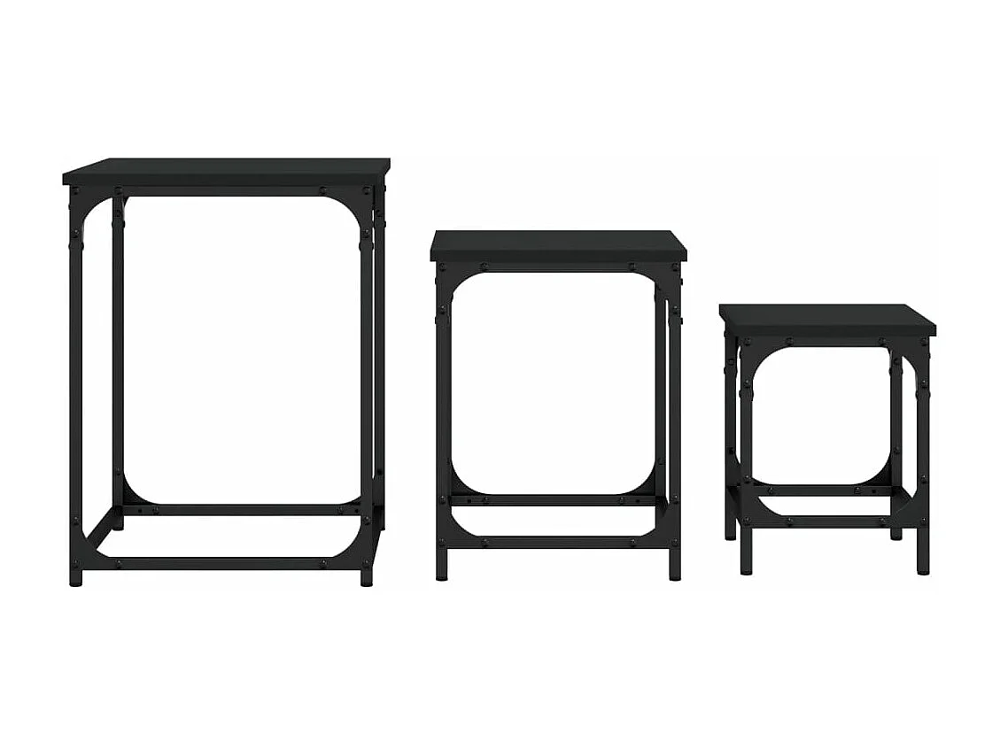 Tables basses gigognes 3 pcs noir bois d'ingénierie