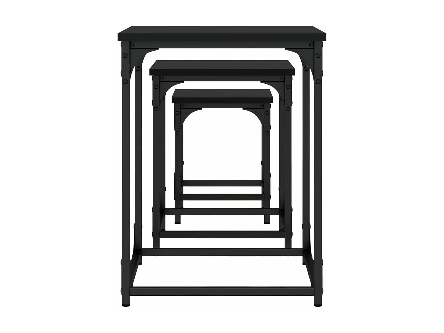 Tables basses gigognes 3 pcs noir bois d'ingénierie