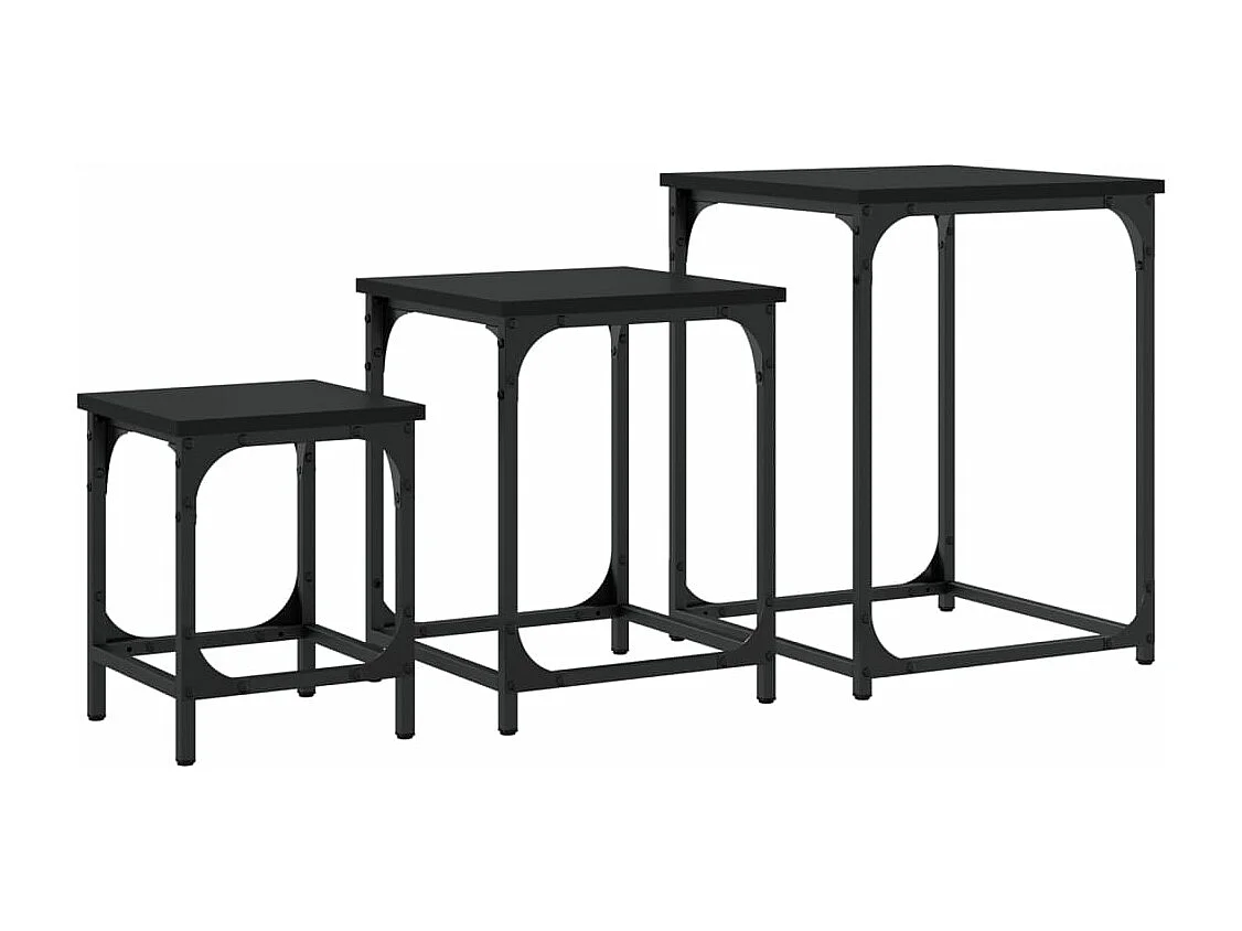 Tables basses gigognes 3 pcs noir bois d'ingénierie