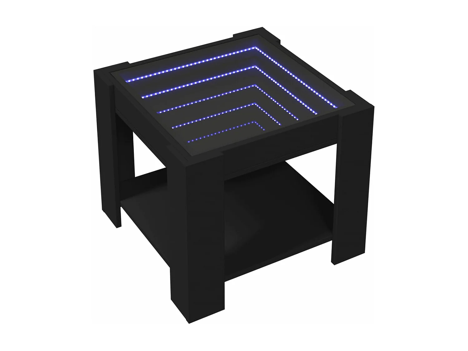 Table basse avec LED noir 53x53x45 cm bois d'ingénierie