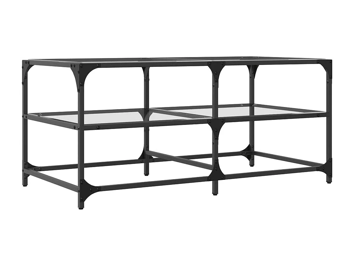 Mesa de centro c/ topo em vidro transparente 98,5x50x45 cm aço