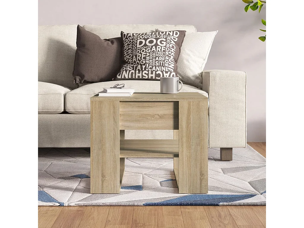 Table basse chêne sonoma 55,5x55x45 cm bois d'ingénierie