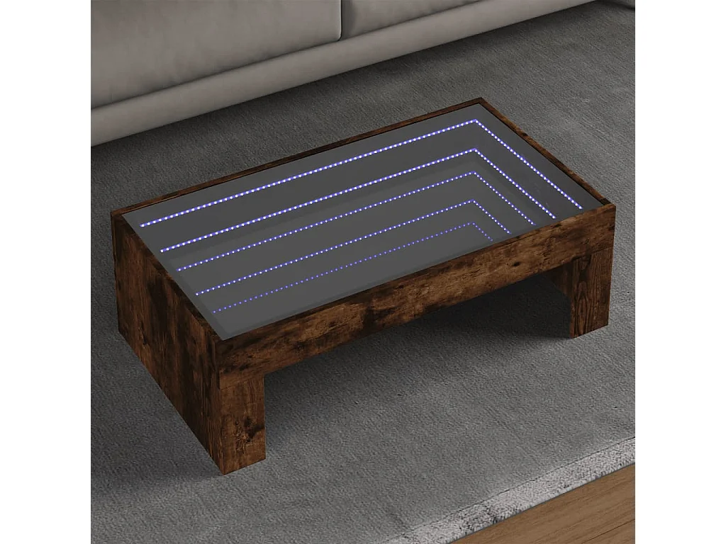 Couchtisch mit Infinity-LED Räuchereiche 90x50x30 cm