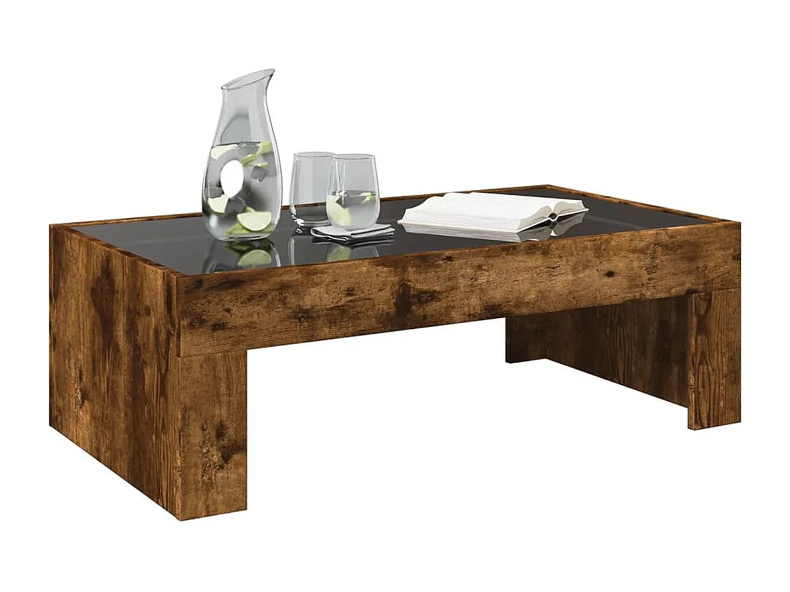 Table basse avec LED infini chêne fumé 90x50x30 cm