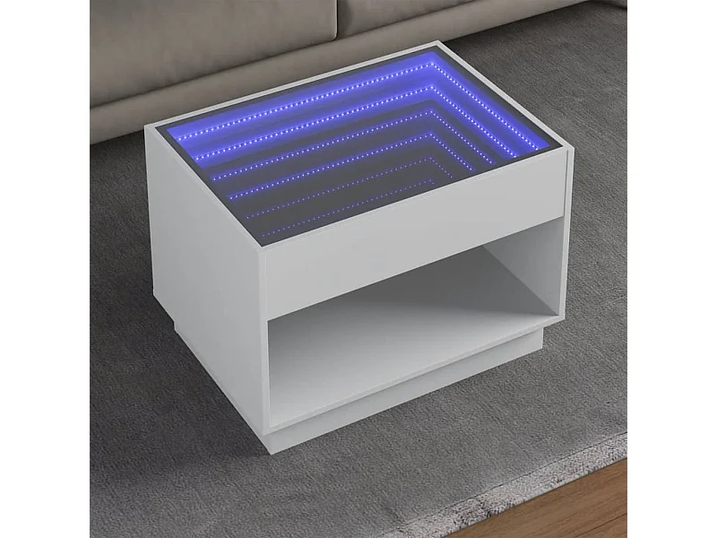 Salontafel met Infinity LED 70x50x50 cm wit