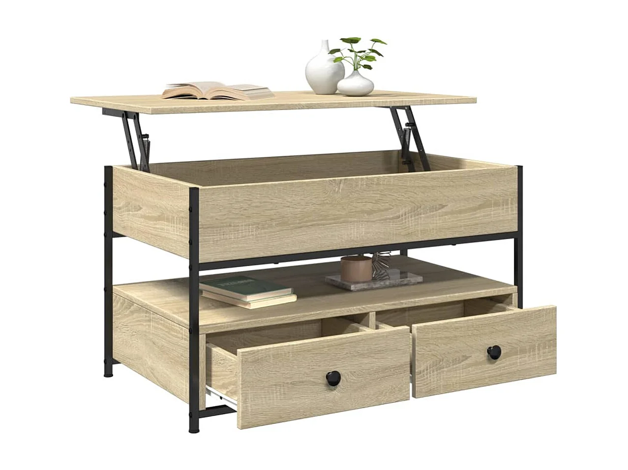 Tavolino Salotto Rovere Sonoma 85x50x50 cm Multistrato Metallo