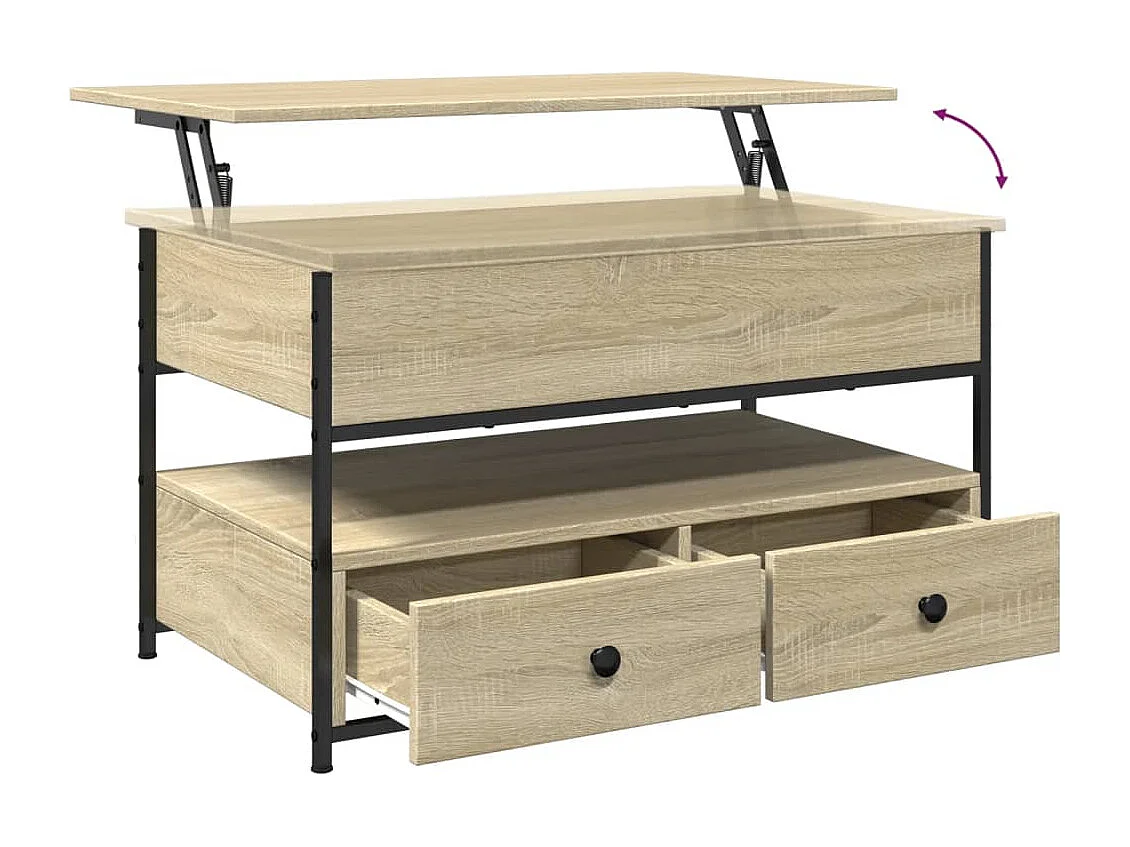 Tavolino Salotto Rovere Sonoma 85x50x50 cm Multistrato Metallo