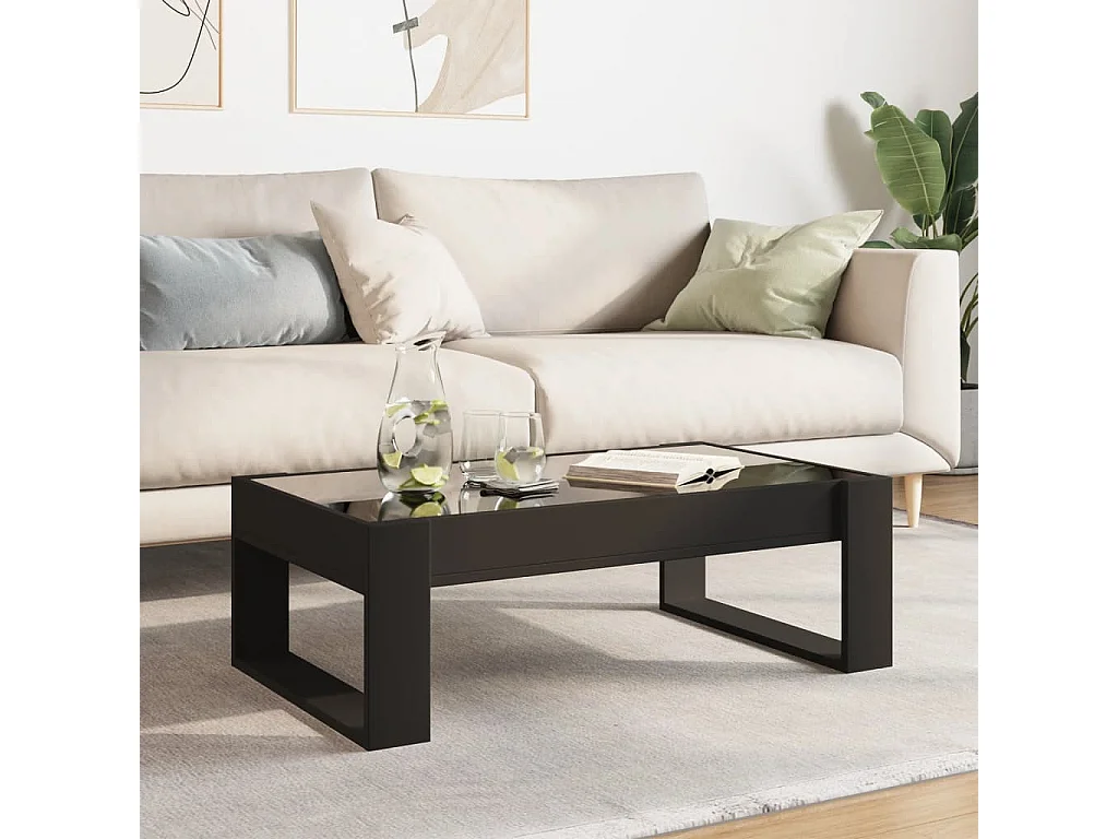 Couchtisch mit Infinity-LED Schwarz 90x53x30 cm