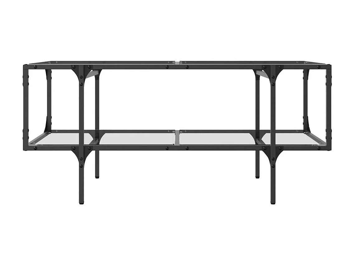 Tavolini con Piano Vetro Trasparente 2 pz 98,5x50x45 cm Acciaio