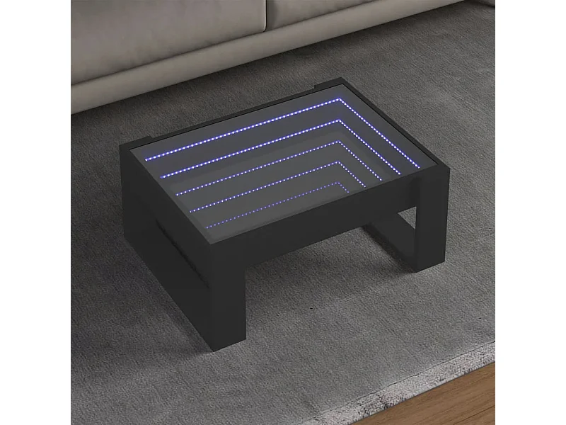 Mesa de centro luzes LED Infinity 70x53x30 cm preto